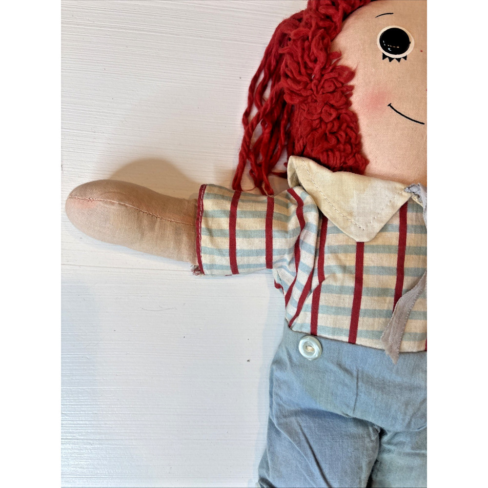 Vintage Knickerbocker Raggedy Ann Doll Plush Overalls Outfit Classic - Picture 3 of 16